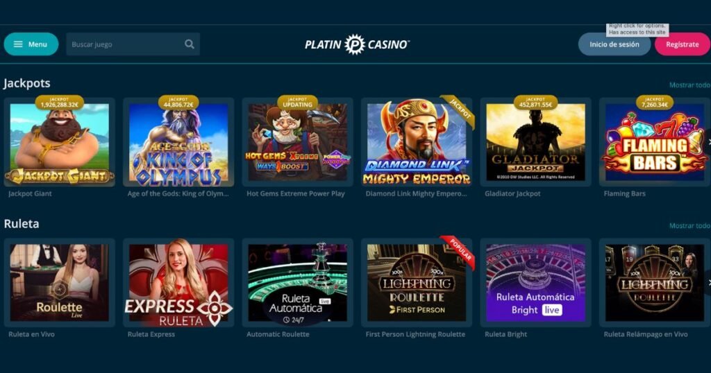 juegos en Platincasino España
